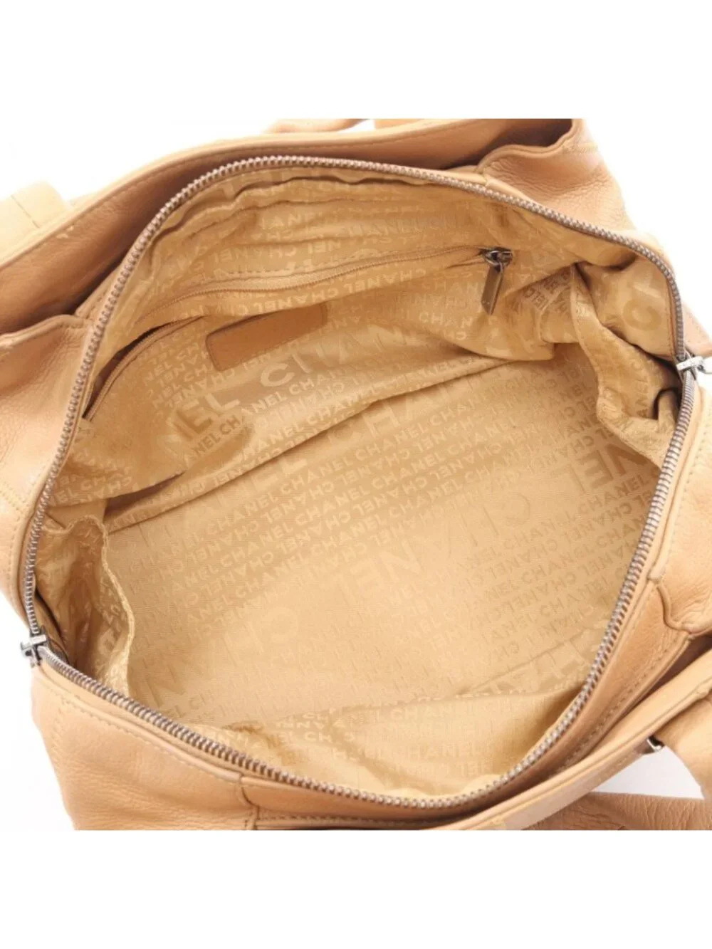 Chanel Choco Bar Beige Caviar Leather Handbag